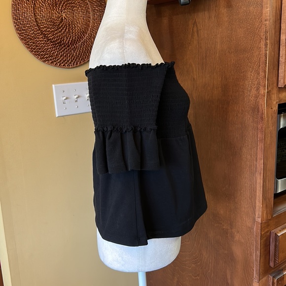 Moda international black smocked elastic off the shoulder peplum top szXL - Picture 4 of 9
